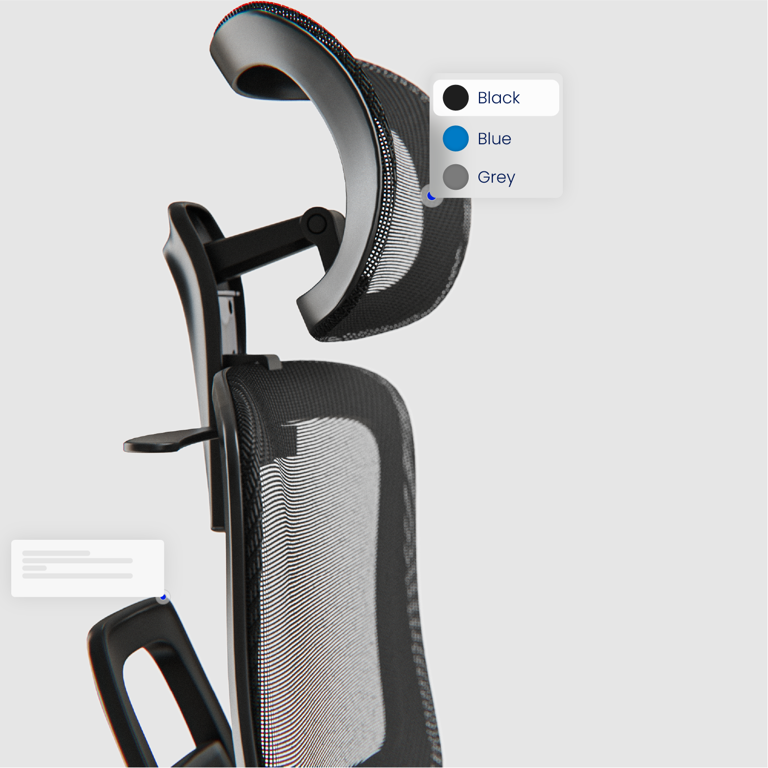 Office chair with a color picker of a 3d product configurator