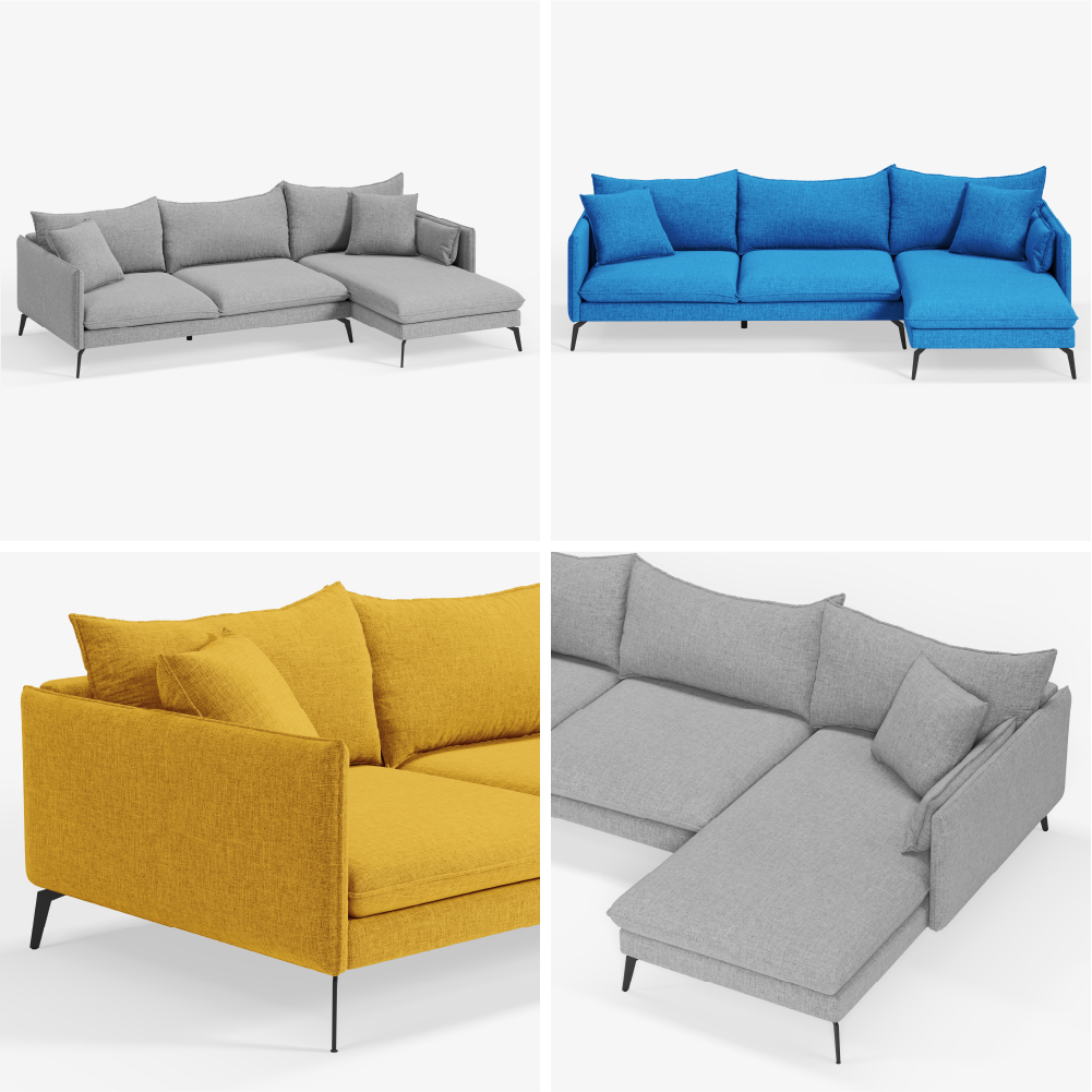 cgi 3D renders of a sofa from different angles and colors