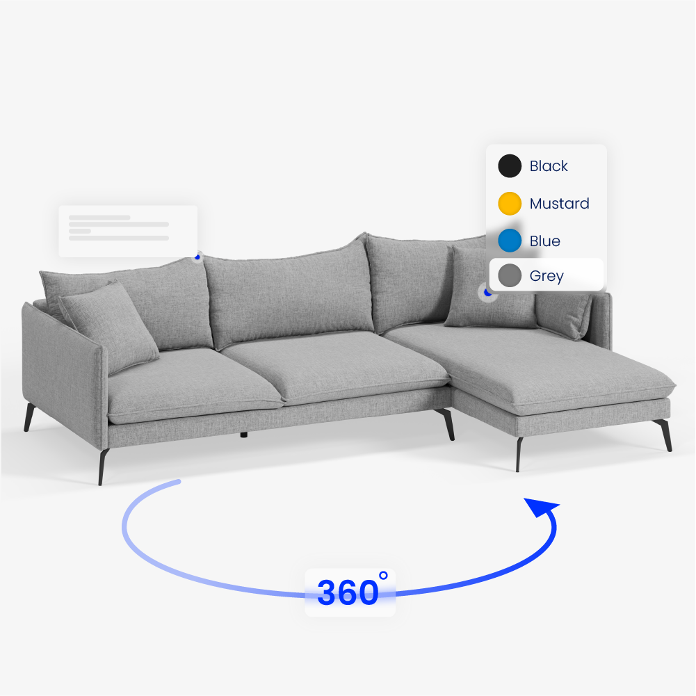 rotatable sofa 360 degrees and color picker