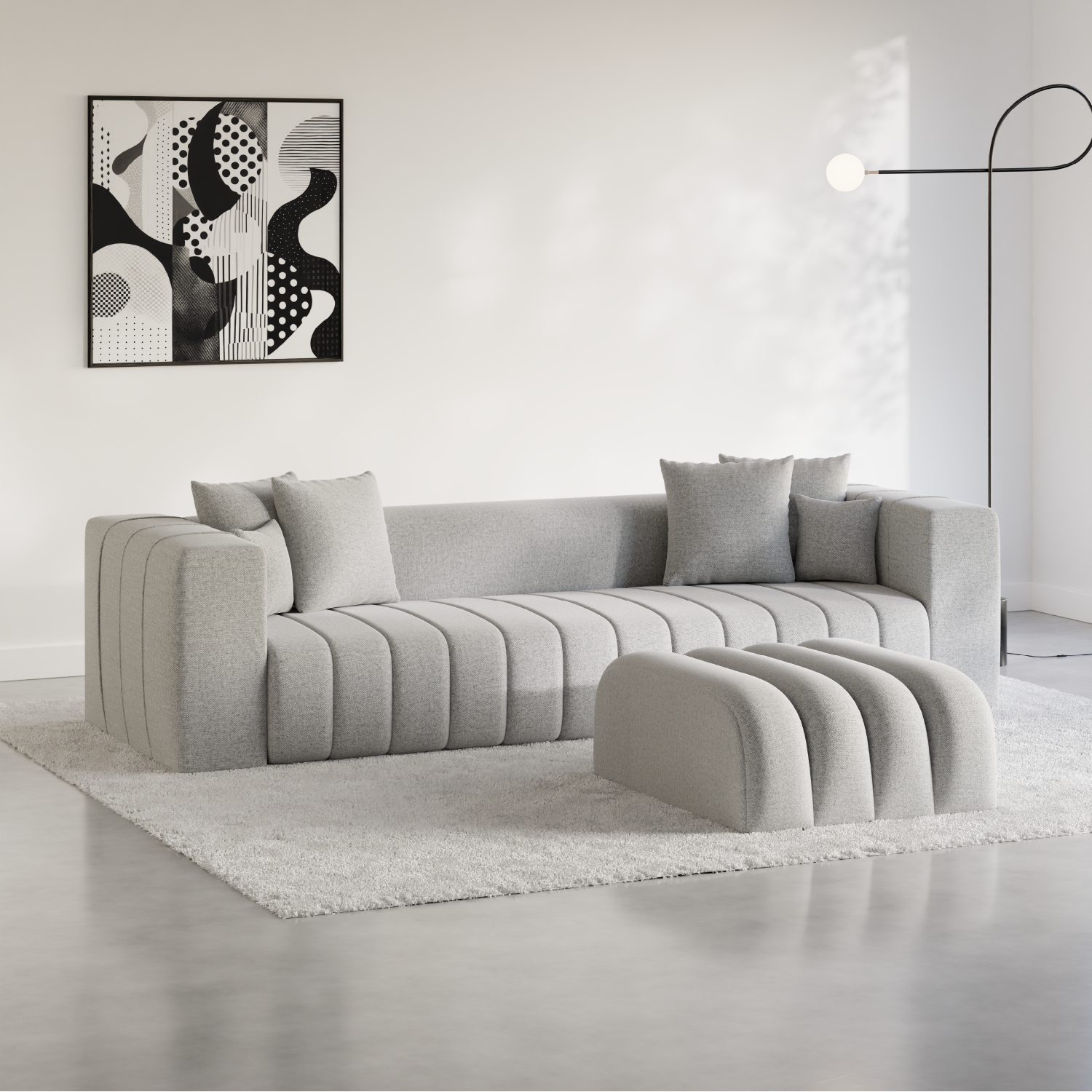 lifestyle 3d product render of a sofa